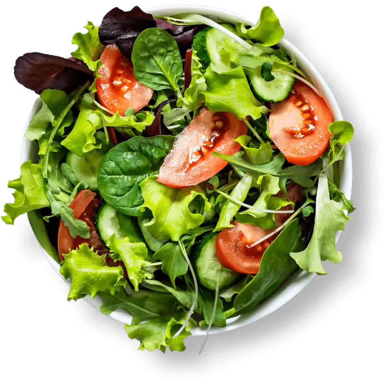 Salada verde fresca com pepino e tomate