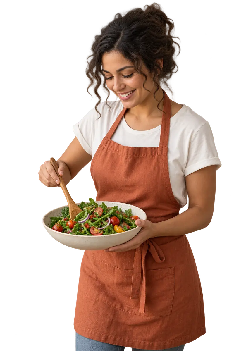 A home cook preparing a fresh salad