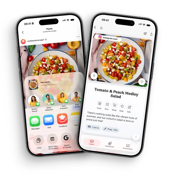 Guarda recetas de Instagram en CookBook