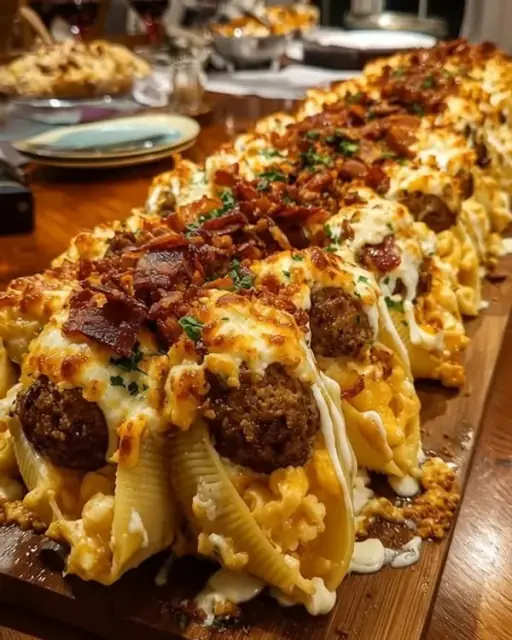 Muszle makaronowe z klopsikami i kremowym serem cheddar